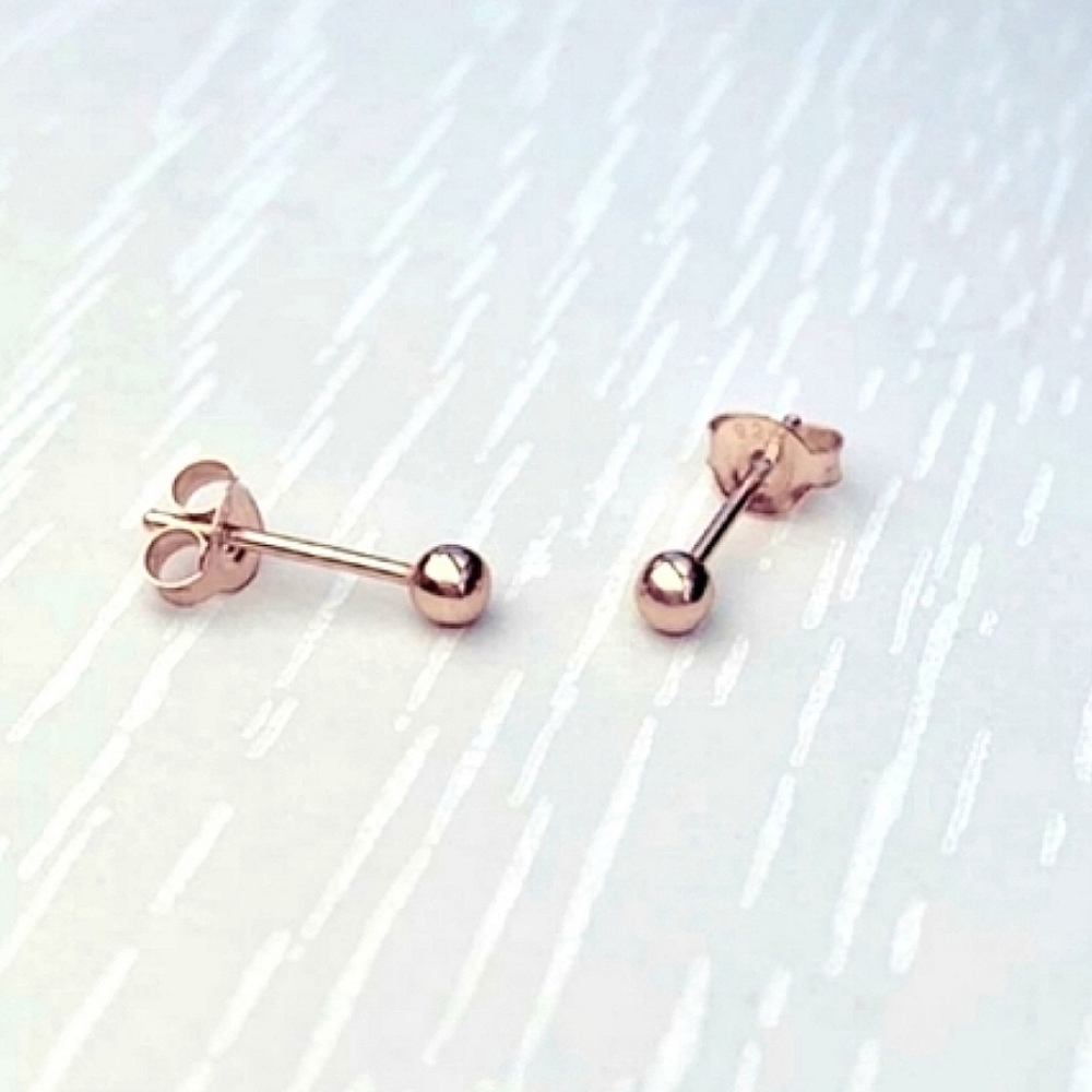 PRIMROSE Rose Gold Ball Stud Earrings - Picture 2 of 9
